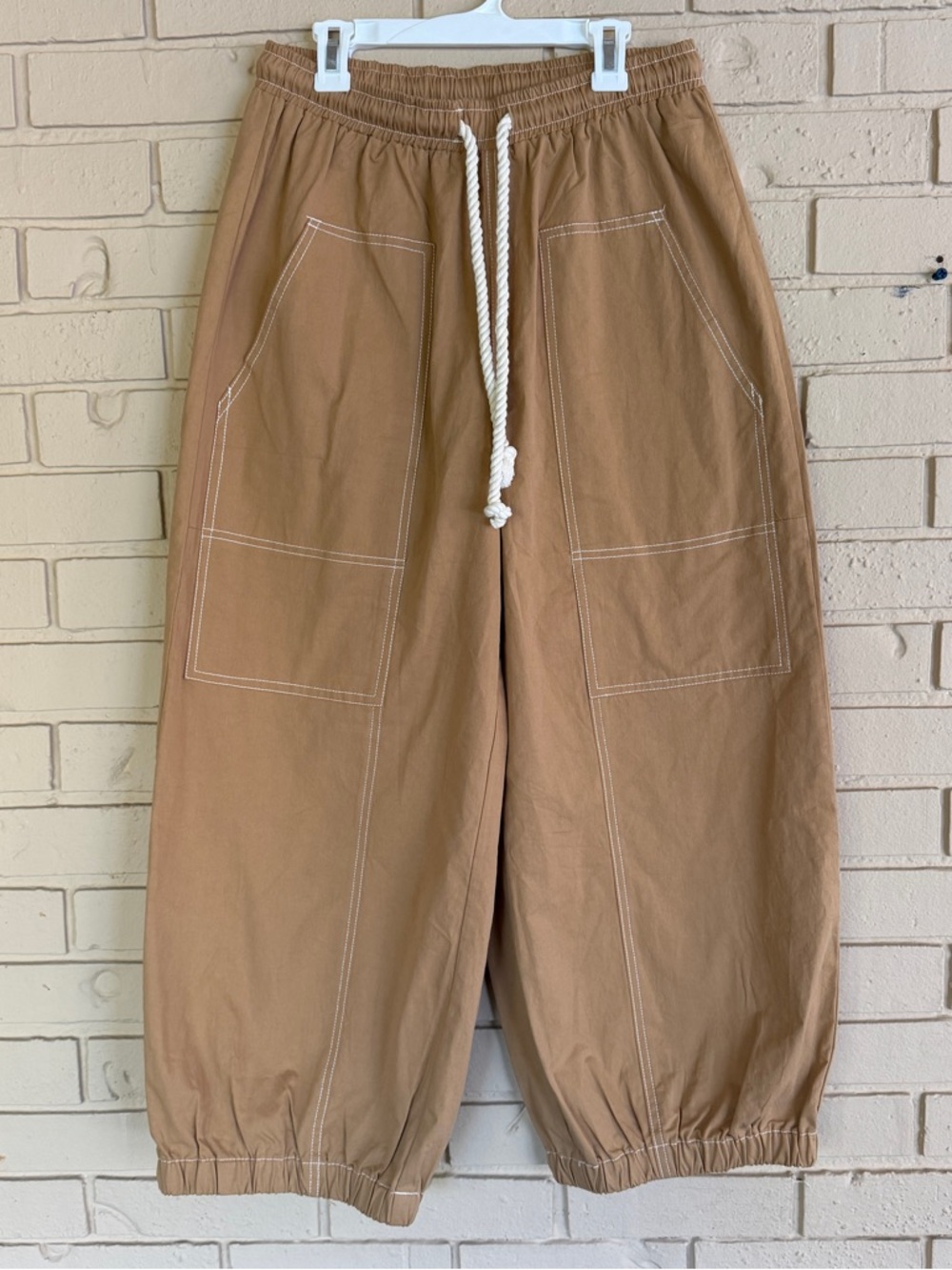 ODDI Women's Wide Leg Drawstring Elastic Waist Boho Jogger Pants Streetwear Sz S